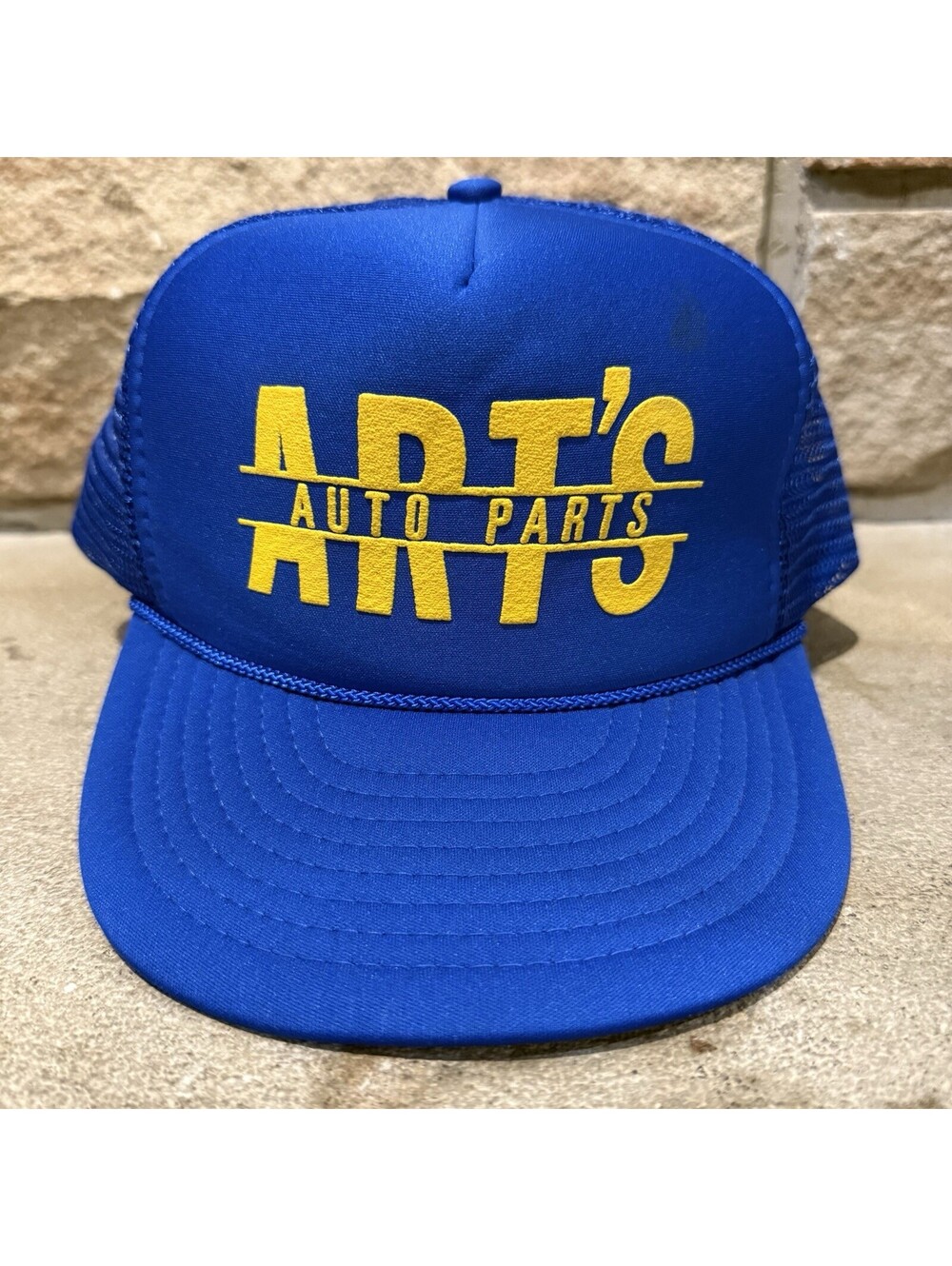 Vintage Arts Auto Parts Nissin Cap Trucker Hat Snapback Mesh Rope Garage 80s Vtg